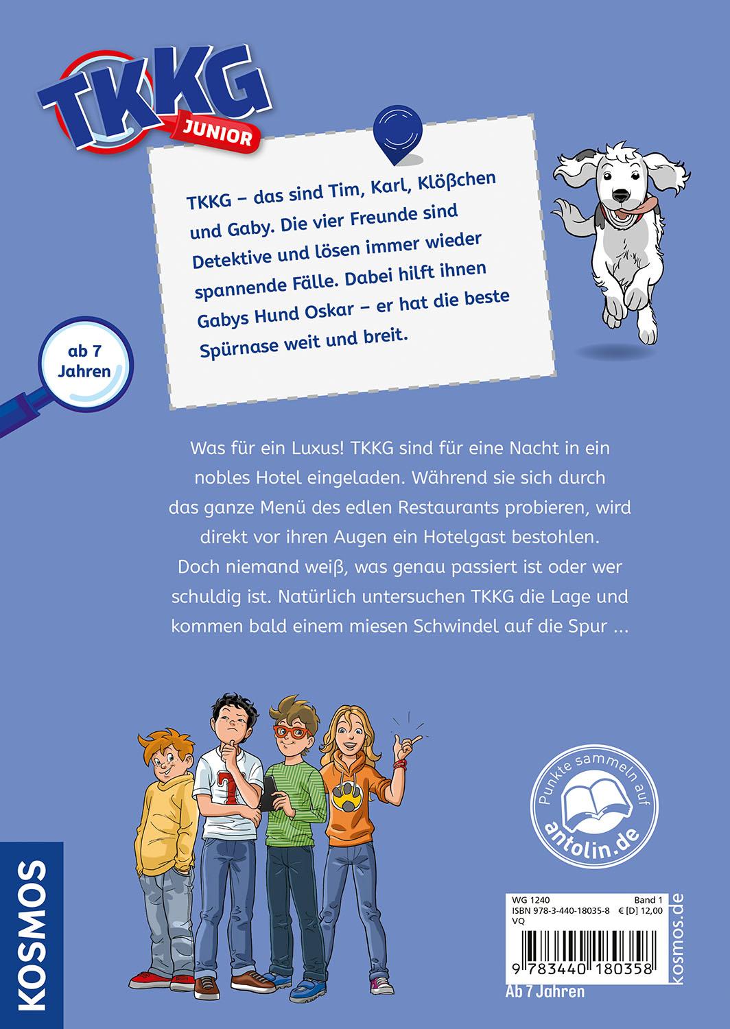 Rückseite: 9783440180358 | TKKG Junior, 1, Hochstapler im Hotel | Christine Haas | Buch | 80 S.