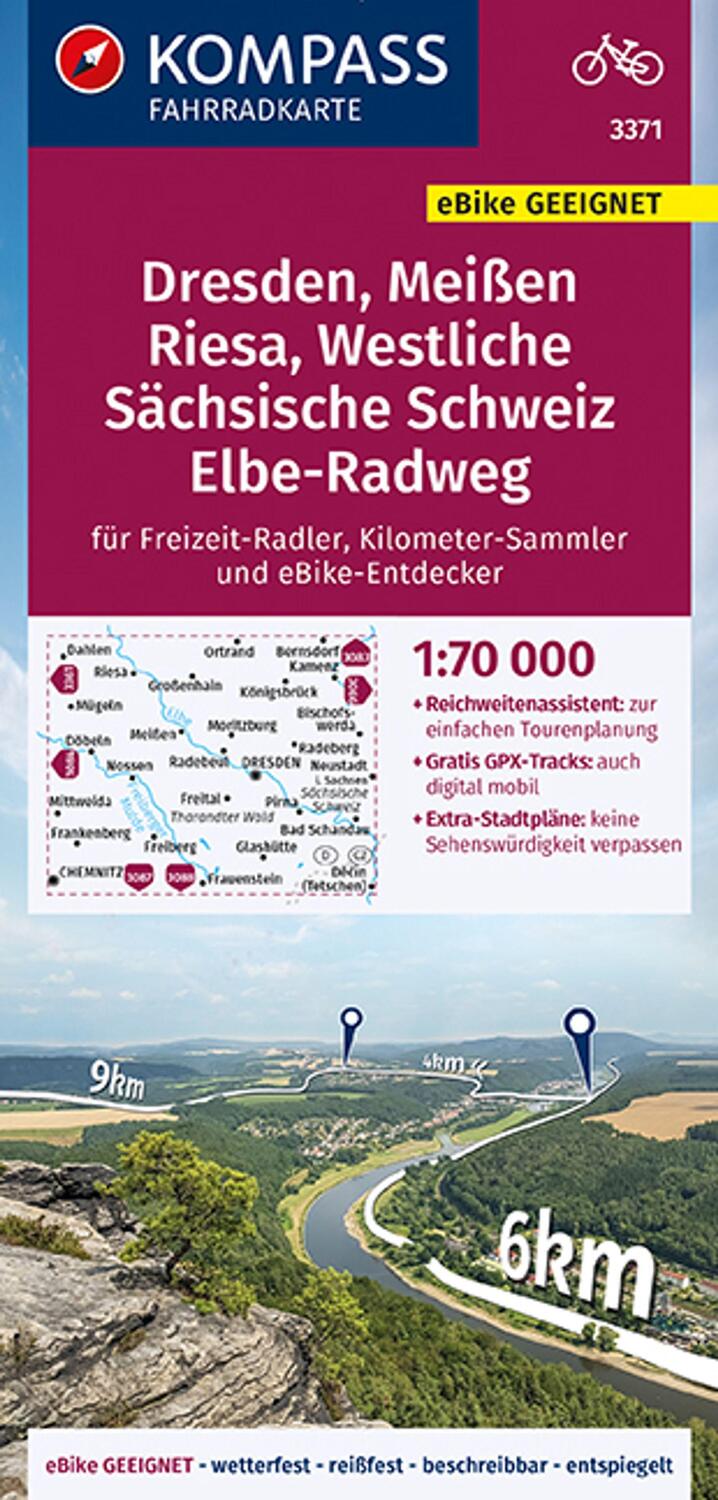 Cover: 9783991211754 | KOMPASS Fahrradkarte 3371 Dresden, Meißen, Westliche Sächsische...