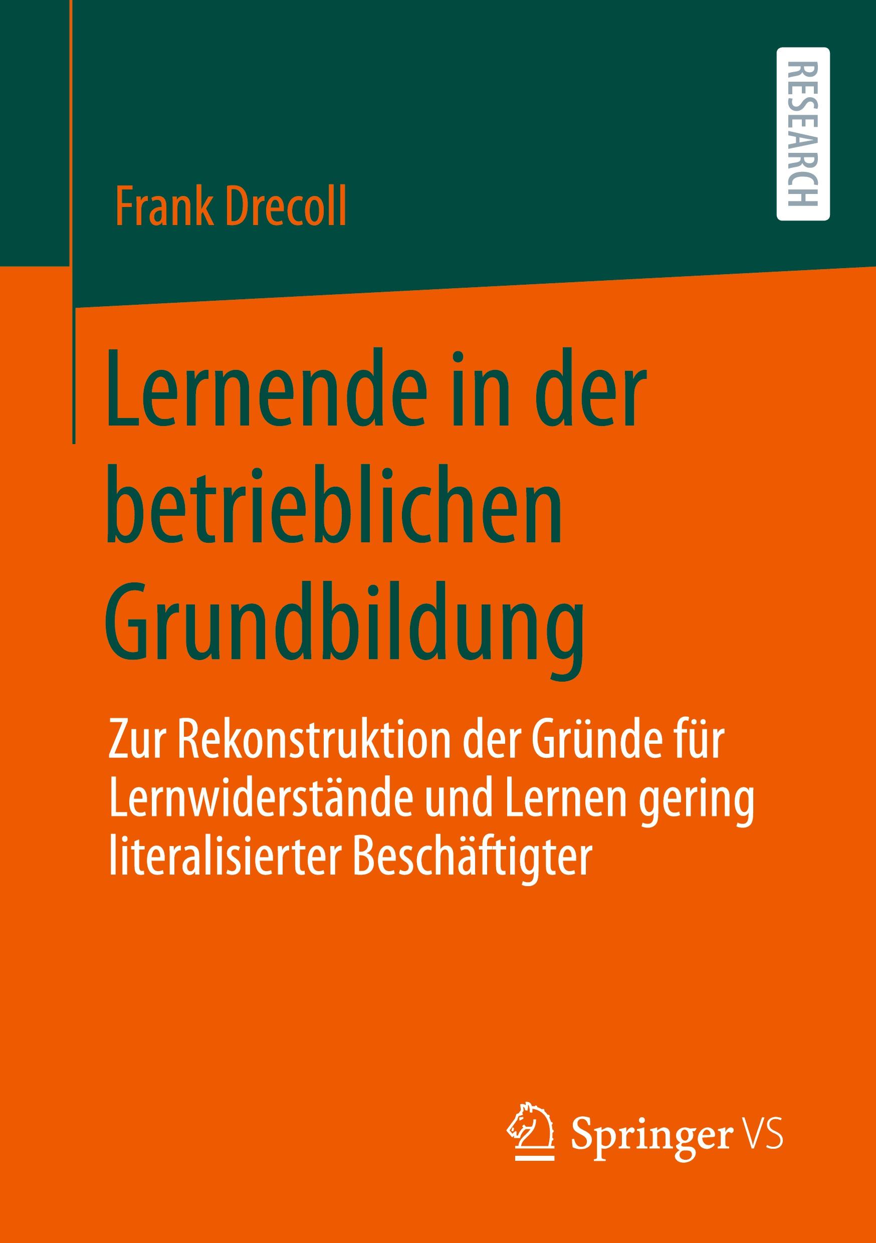 Cover: 9783658397463 | Lernende in der betrieblichen Grundbildung | Frank Drecoll | Buch | xv