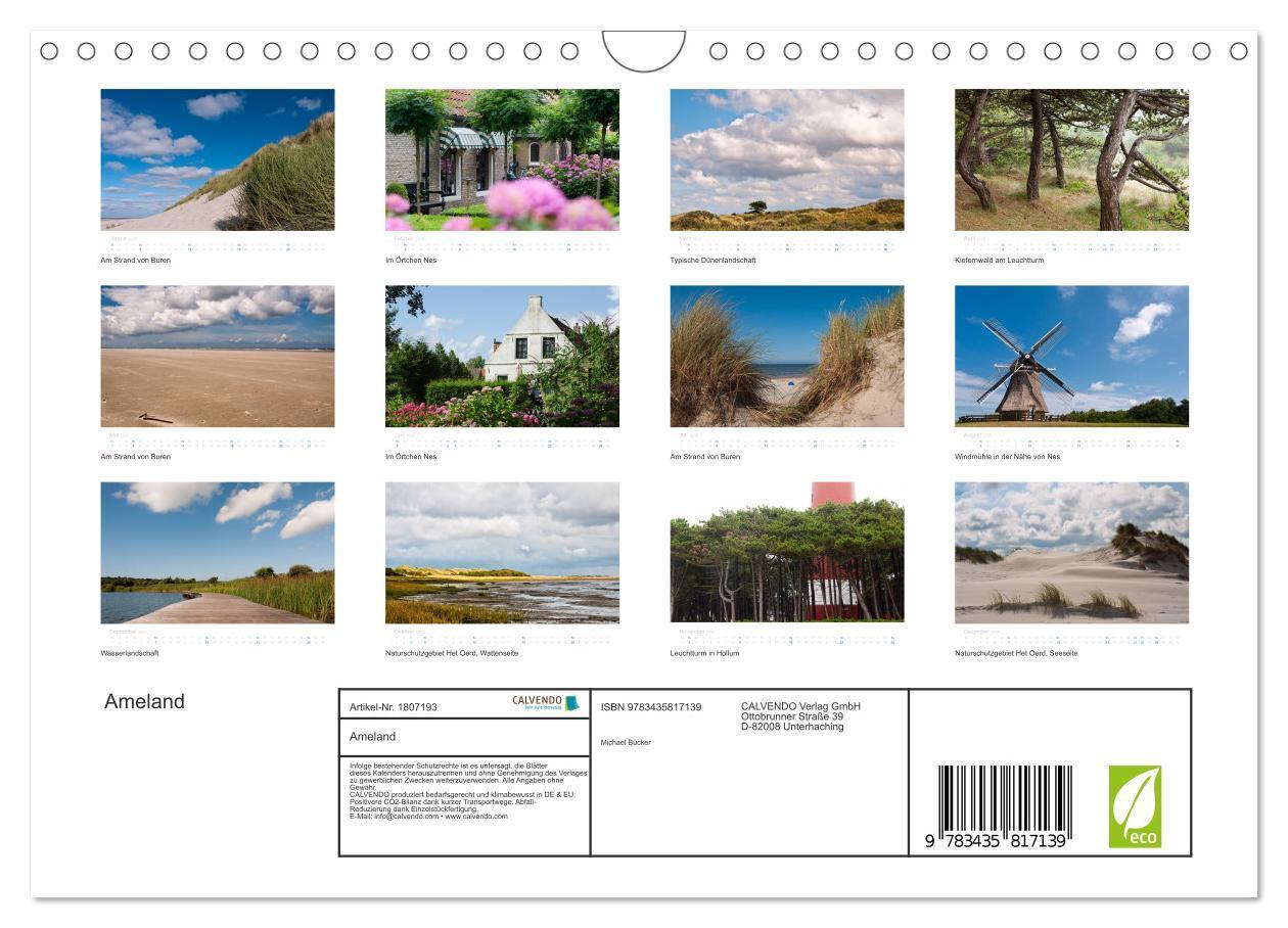 Bild: 9783435817139 | Ameland (Wandkalender 2025 DIN A4 quer), CALVENDO Monatskalender