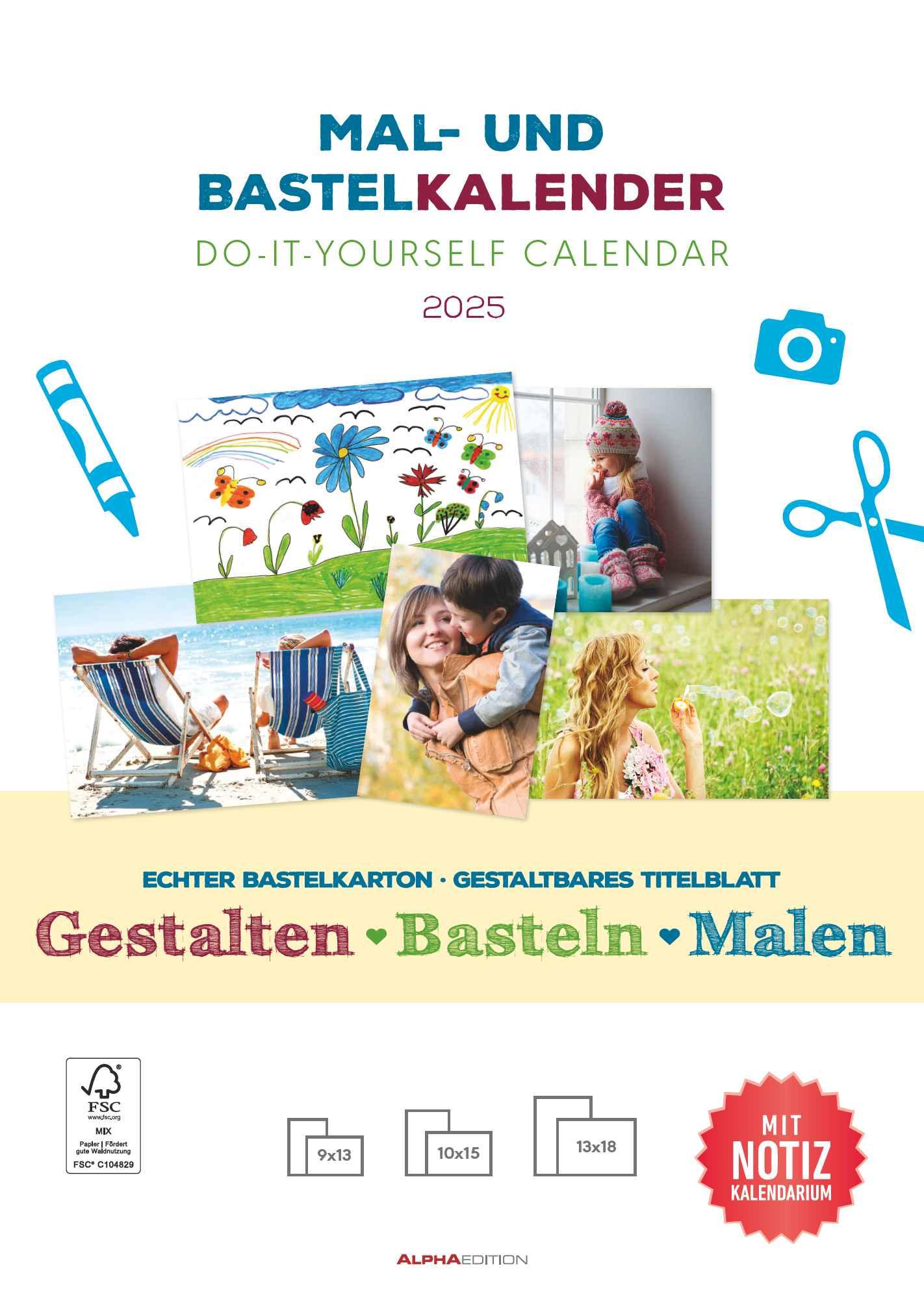 Cover: 4251732341848 | Mal- und Bastelkalender 2025 mit Platz für Notizen - weiß - 21 x...