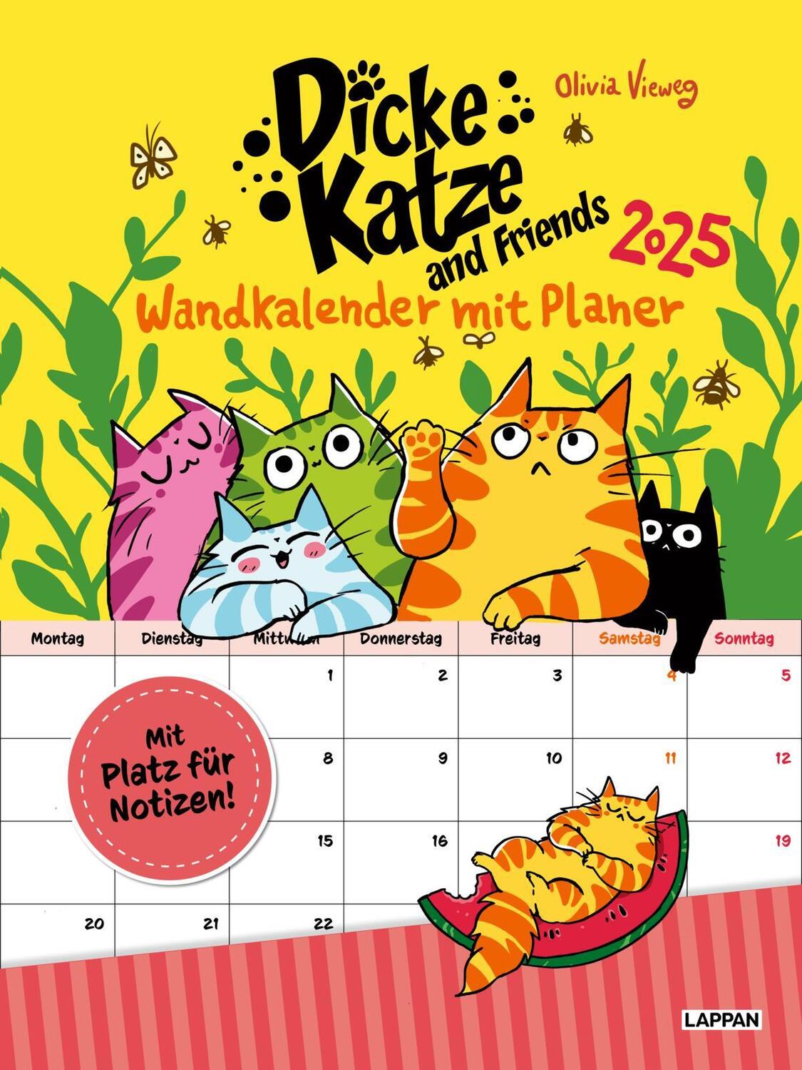 Cover: 9783830321354 | Dicke Katze and Friends - Wandkalender mit Planer 2025 | Olivia Vieweg