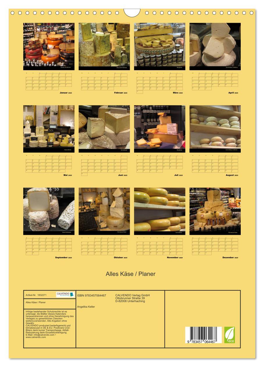 Bild: 9783457064467 | Alles Käse / Planer (Wandkalender 2025 DIN A3 hoch), CALVENDO...