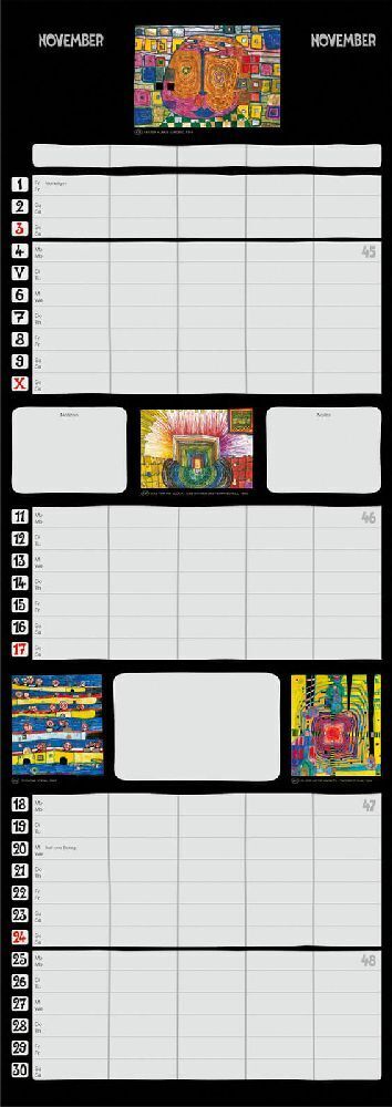Bild: 9783910430051 | Hundertwasser Familienplaner Art 2024 | Wörner Verlag GmbH | Kalender