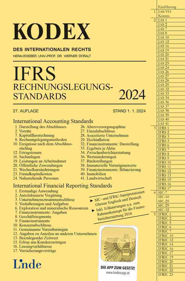 Cover: 9783714303865 | KODEX IFRS - Rechnungslegungsstandards 2024 | Alfred Wagenhofer | Buch