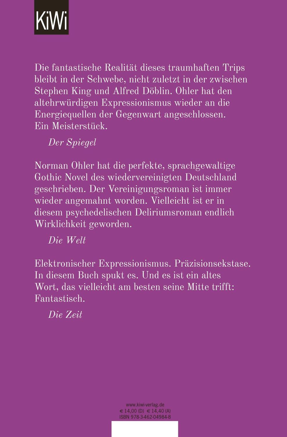 Rückseite: 9783462049848 | Mitte | Roman | Norman Ohler | Taschenbuch | Paperback | 256 S. | 2019