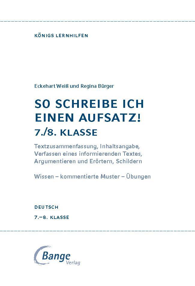 Bild: 9783804412019 | So schreibe ich einen Aufsatz! 7./8. Klasse. | Eckehart Weiß (u. a.)