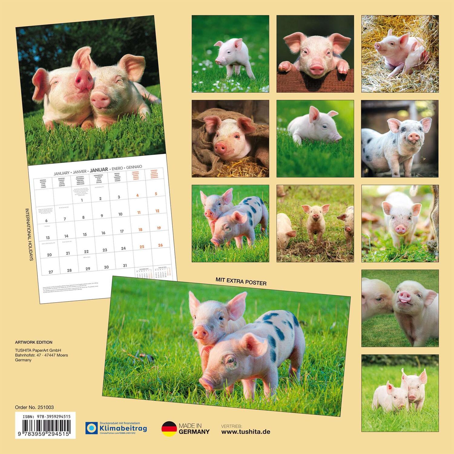 Rückseite: 9783959294515 | Piggies/Schweinchen 2025 | Kalender 2025 | Kalender | Artwork Edition