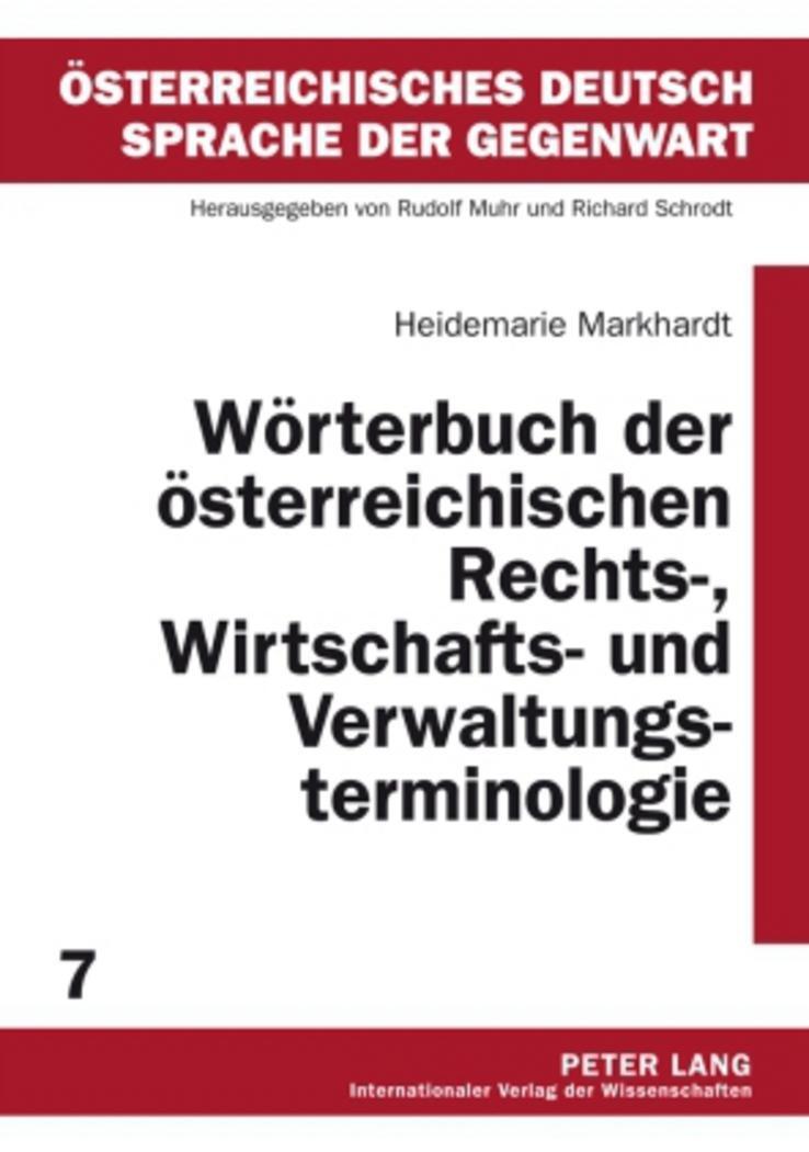 Cover: 9783631599723 | Wörterbuch der österreichischen Rechts-, Wirtschafts- und...