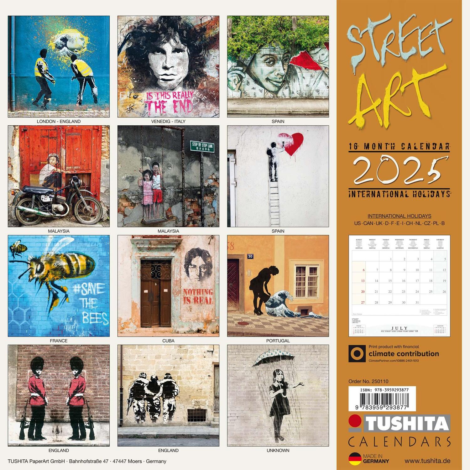 Rückseite: 9783959293877 | Street Art 2025 | Kalender 2025 | Kalender | Mindful editions | 28 S.