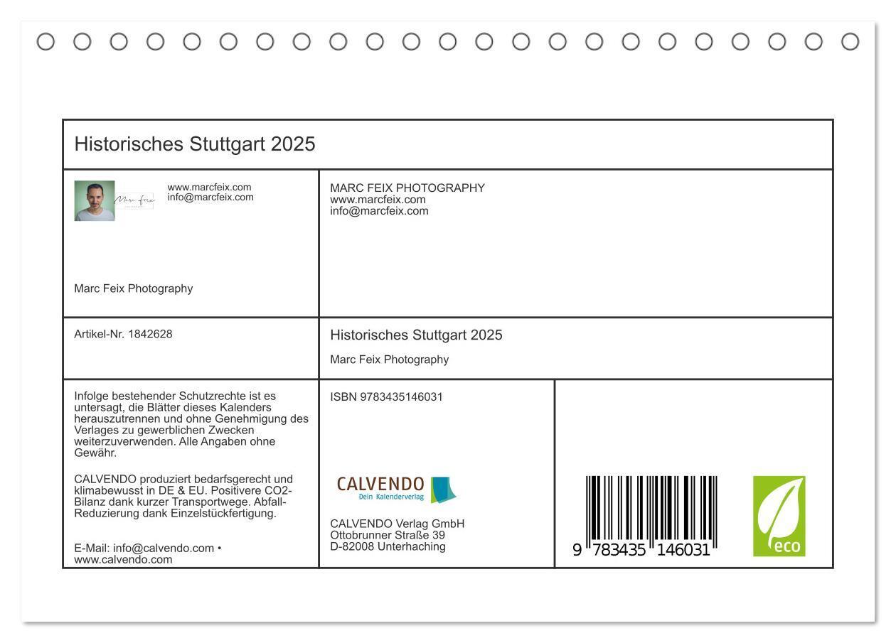 Bild: 9783435146031 | Historisches Stuttgart 2025 (Tischkalender 2025 DIN A5 quer),...