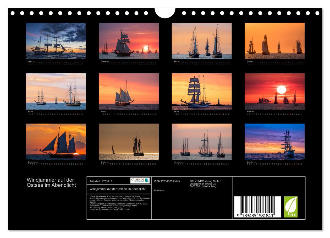 Bild: 9783435581849 | Windjammer auf der Ostsee im Abendlicht (Wandkalender 2025 DIN A4...