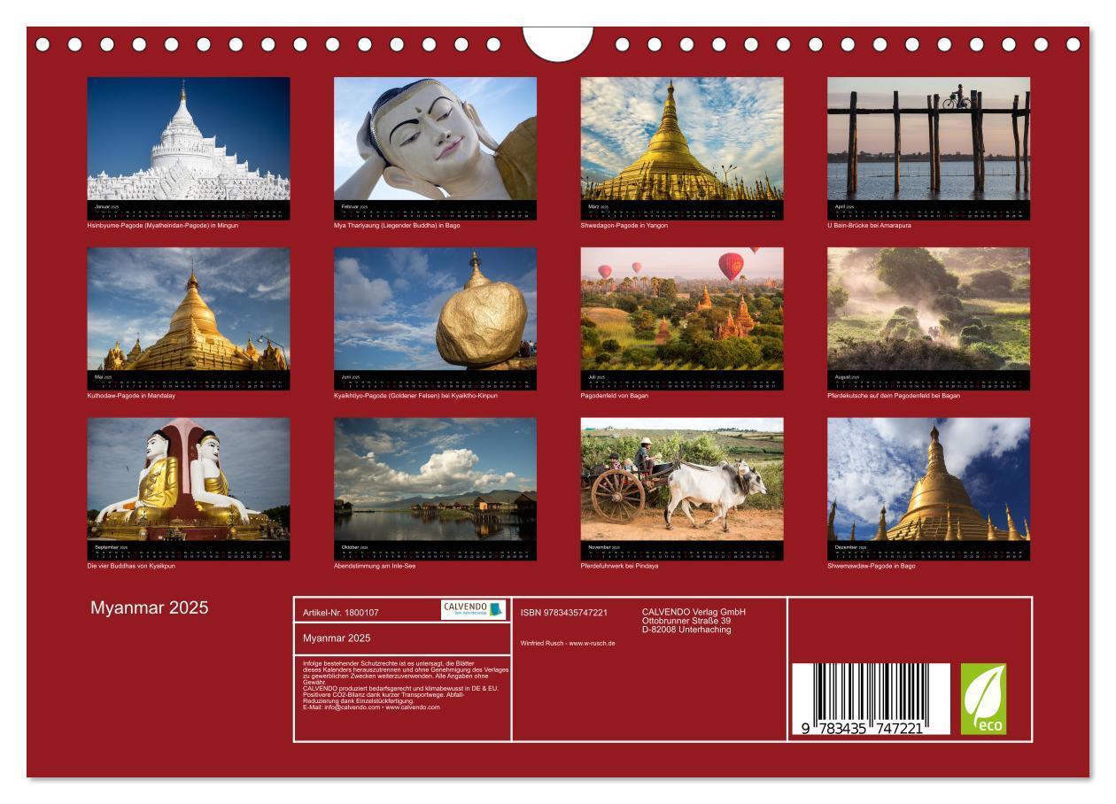 Bild: 9783435747221 | Myanmar 2025 (Wandkalender 2025 DIN A4 quer), CALVENDO Monatskalender