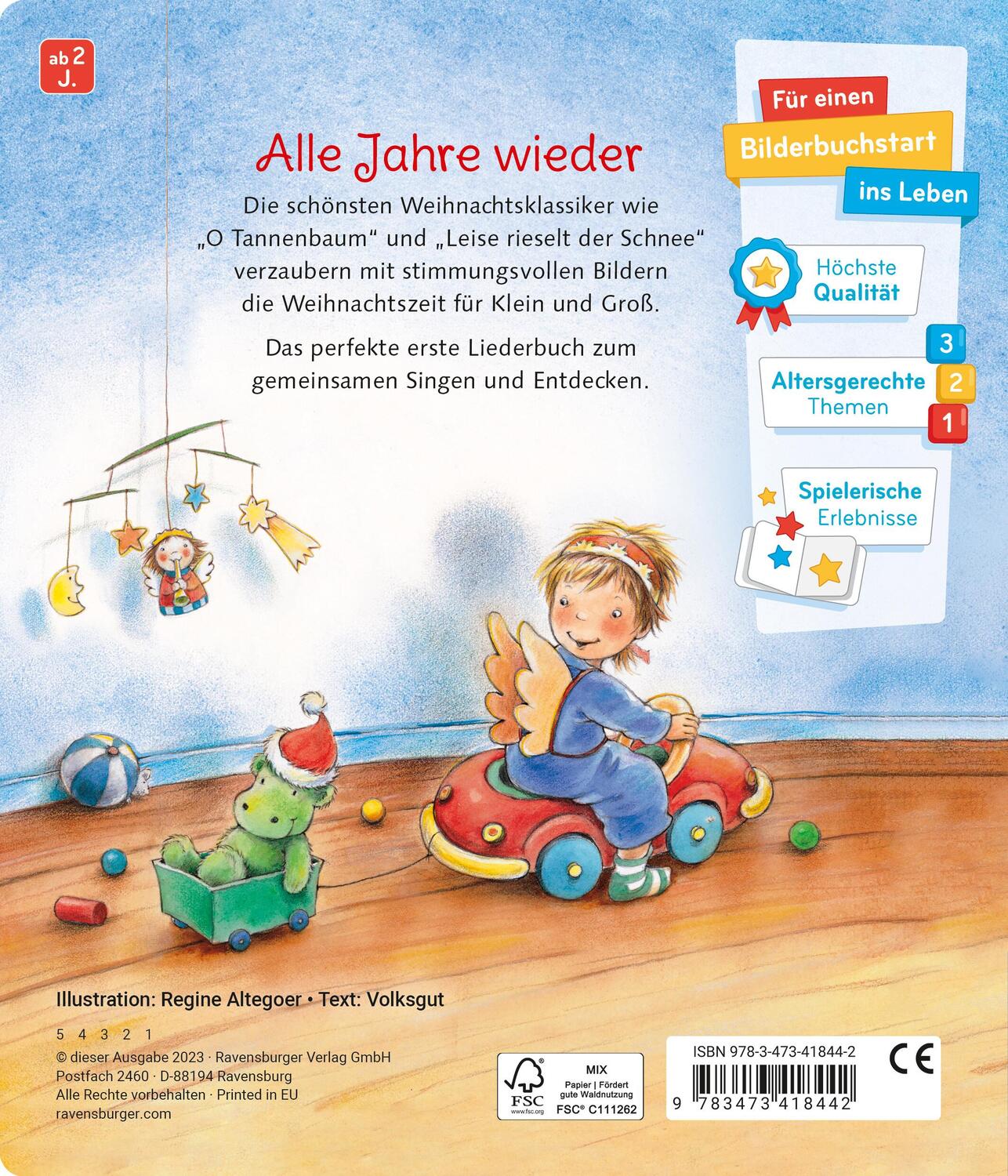 Rückseite: 9783473418442 | Meine liebsten Weihnachtslieder | Volksgut | Buch | 24 S. | Deutsch