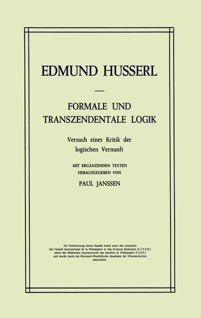 Cover: 9789024751150 | Formale und Transzendentale Logik | Petra Janssen (u. a.) | Buch | XLV