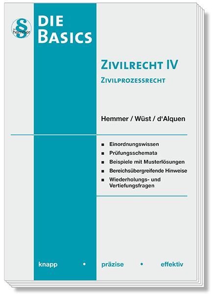 Cover: 9783968382425 | Basics - Zivilrecht IV Zivilprozessrecht (ZPO) | Hemmer (u. a.) | Buch