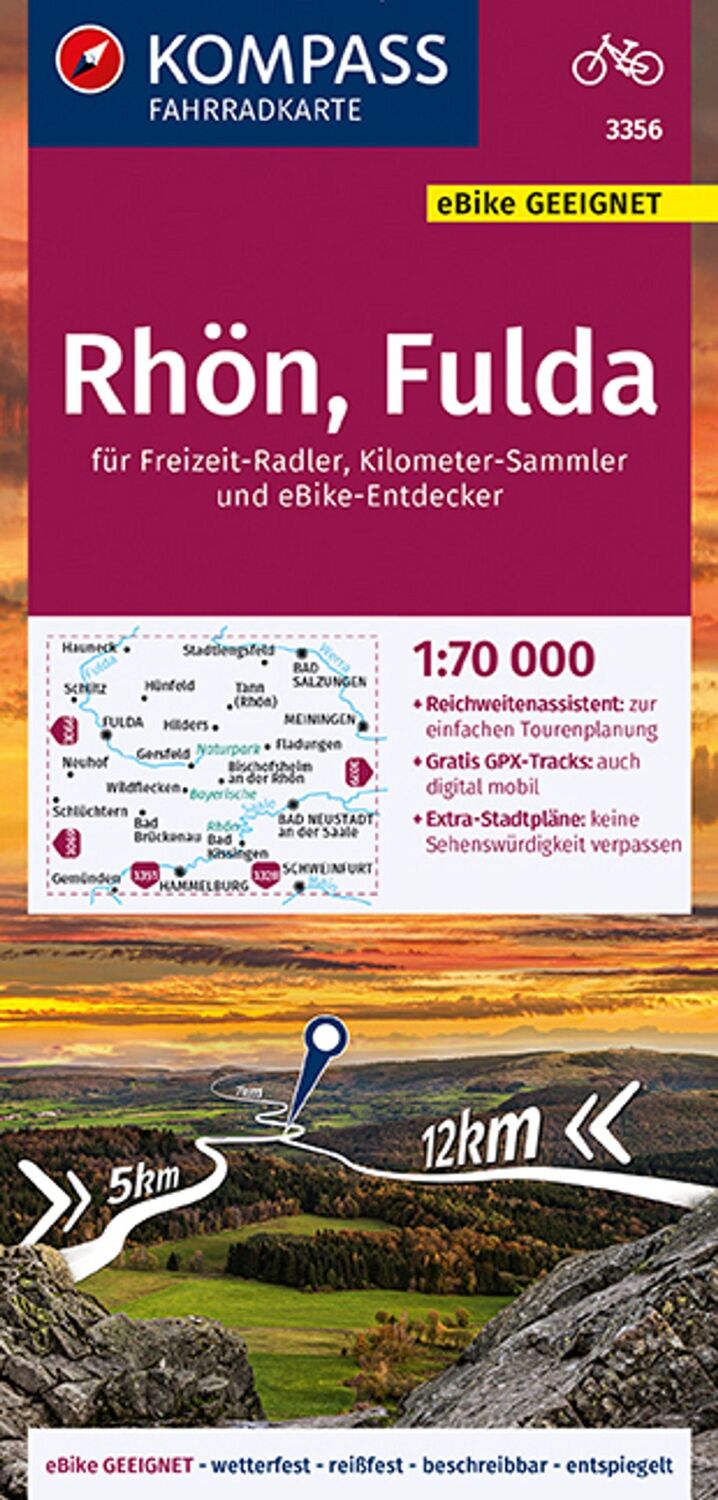 Cover: 9783990448199 | KOMPASS Fahrradkarte 3356 Rhön, Fulda 1:70.000 | KOMPASS-Karten GmbH