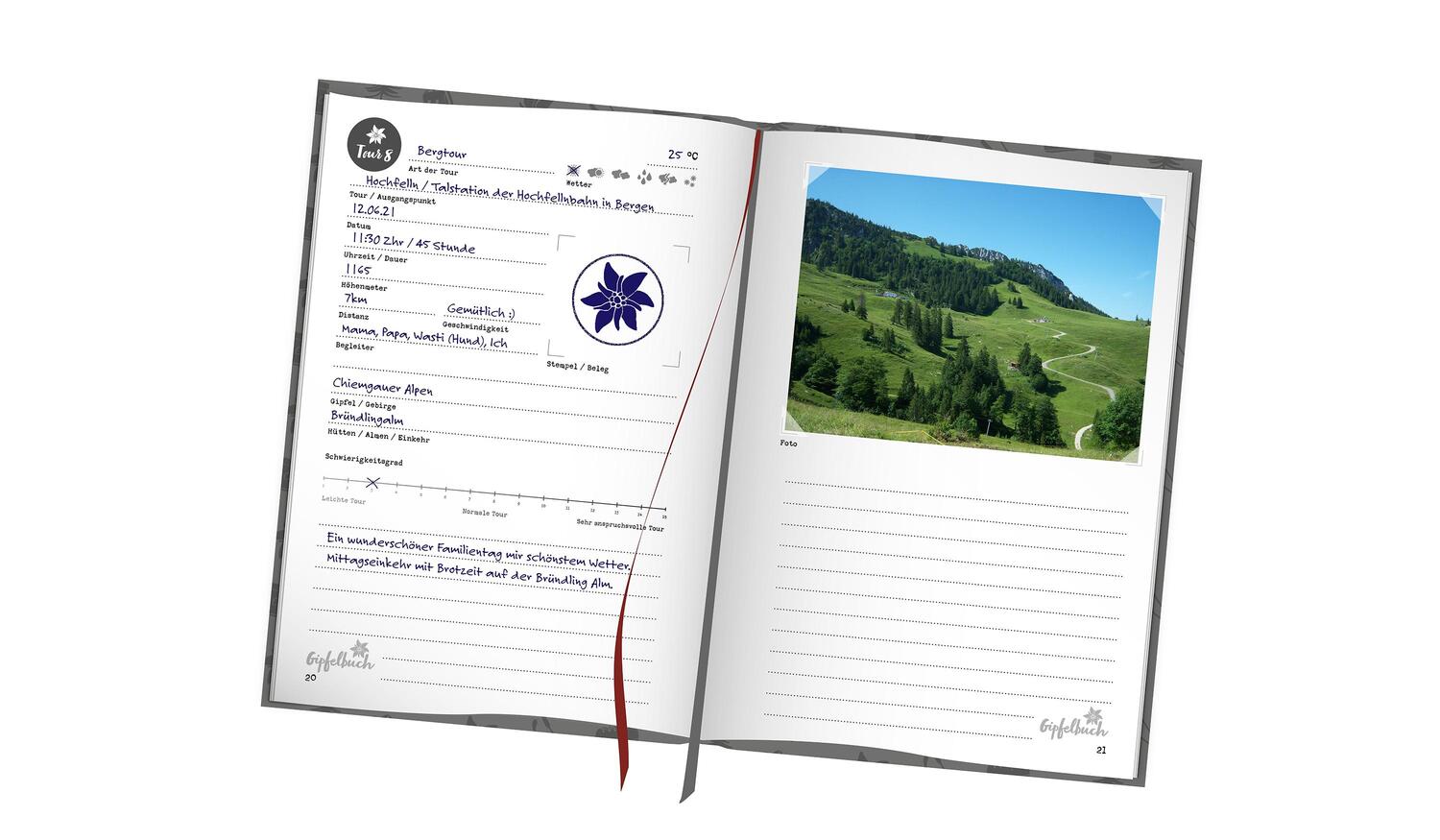Bild: 9783966989978 | Gipfelbuch, Tourentagebuch, Wandertagebuch A5 Notizbuch zum Wandern...