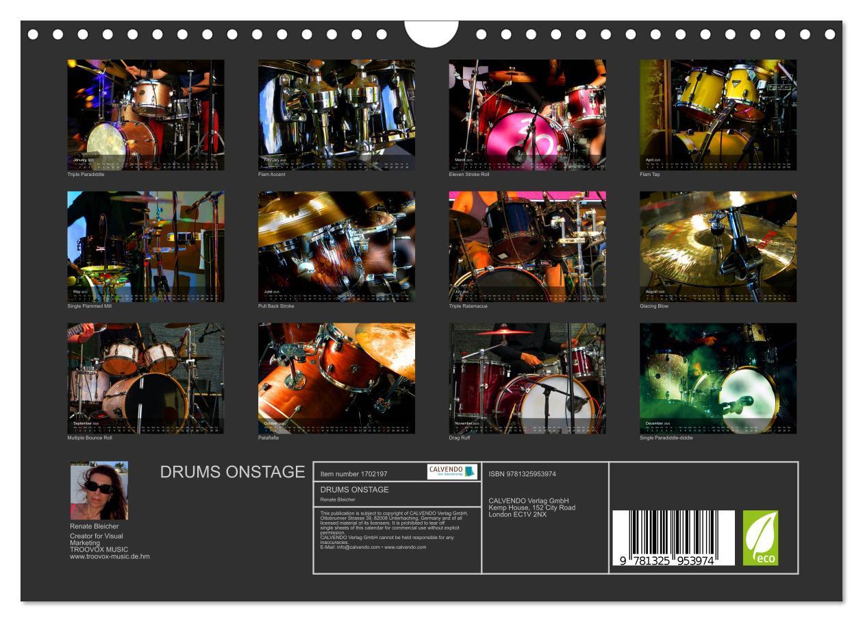 Bild: 9781325953974 | DRUMS ONSTAGE (Wall Calendar 2025 DIN A4 landscape), CALVENDO 12...