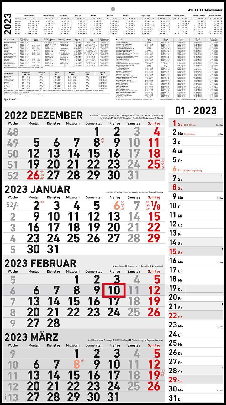 Cover: 4006928022496 | 4-Monatskalender Kombi 2023 - Büro-Kalender 33x58,7 cm | Kalender