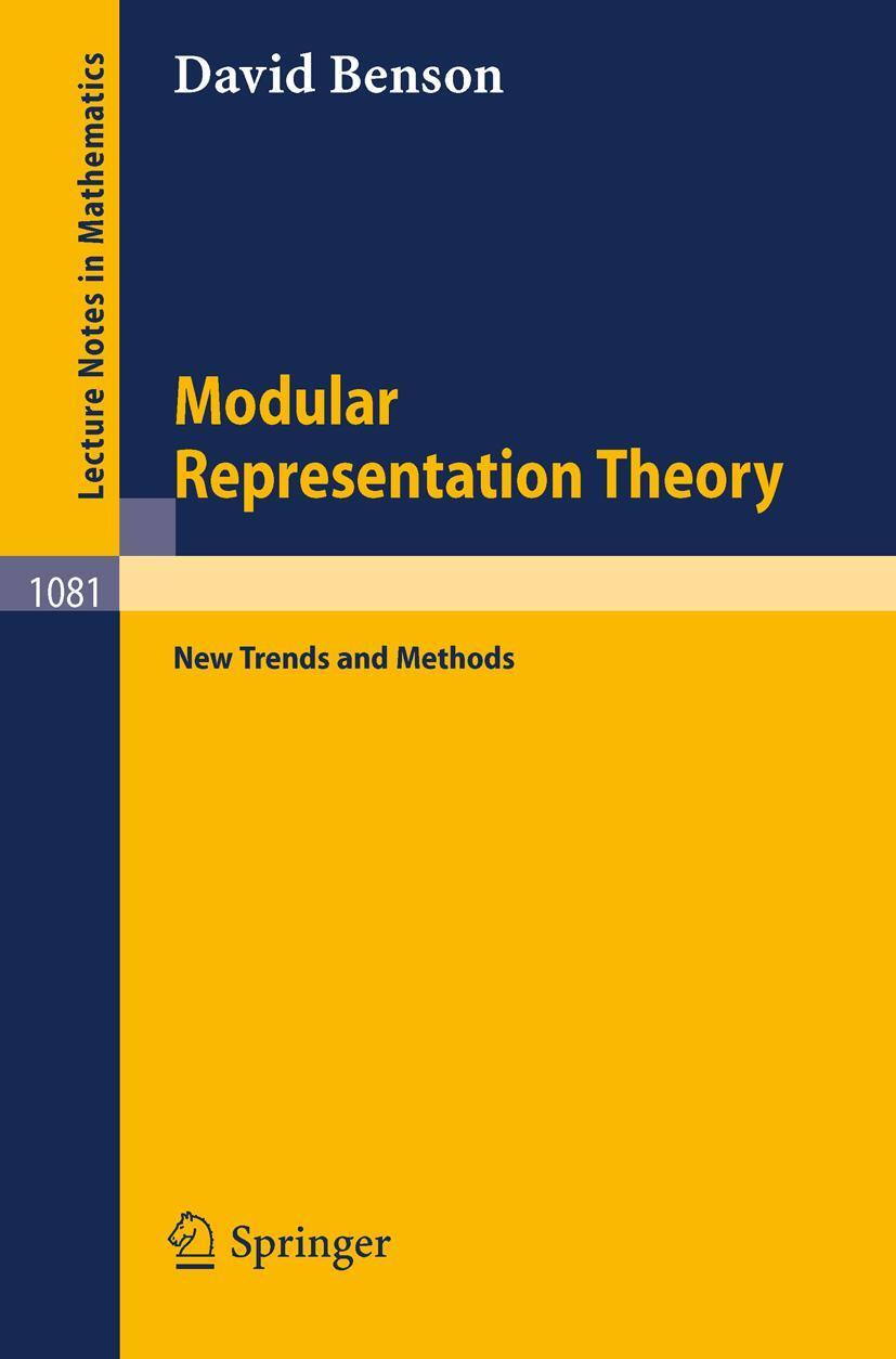 Cover: 9783540133896 | Modular Representation Theory | New Trends and Methods | D. Benson