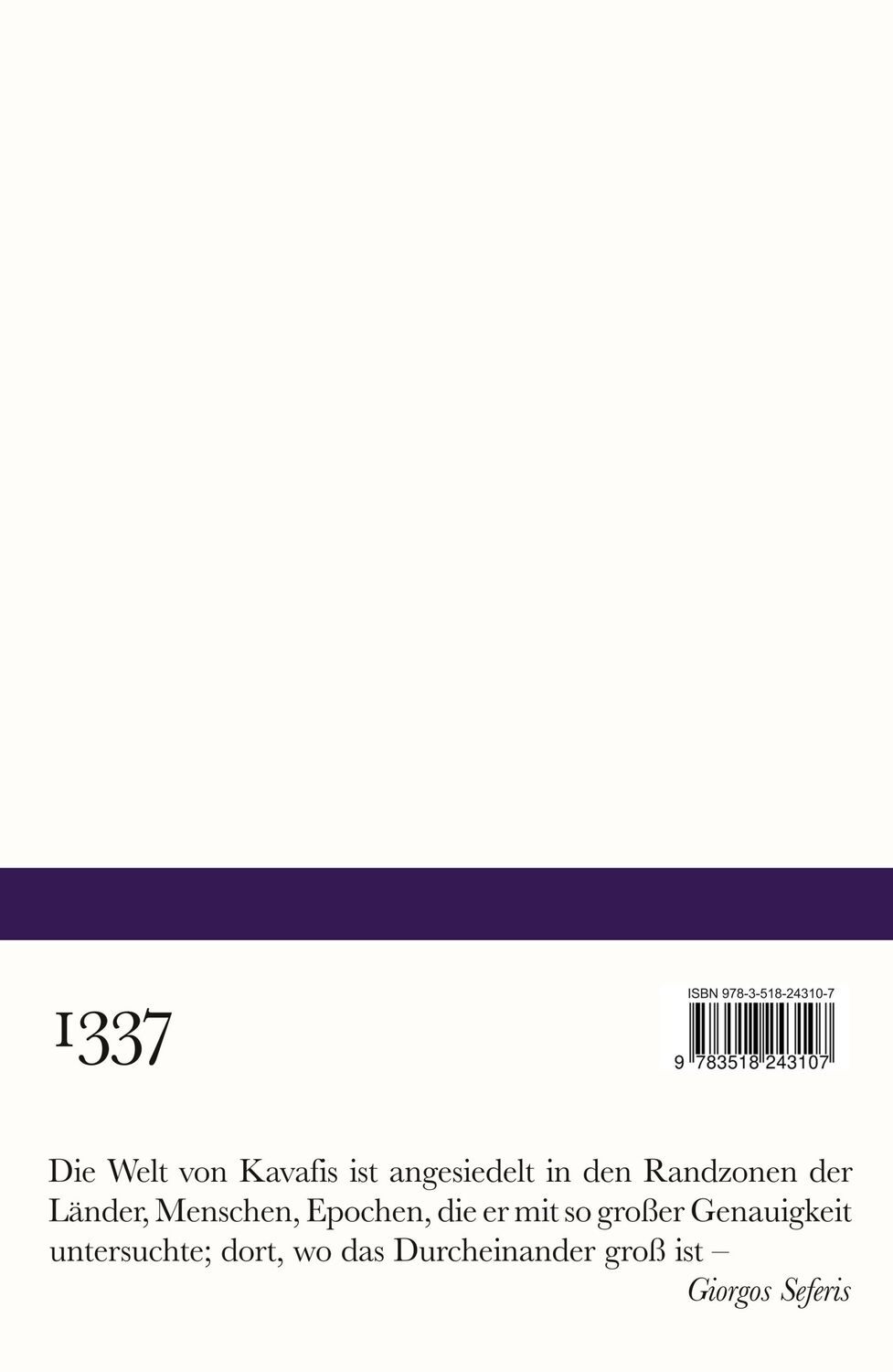 Rückseite: 9783518243107 | Gefärbtes Glas | Historische Gedichte. Griechisch und deutsch | Buch