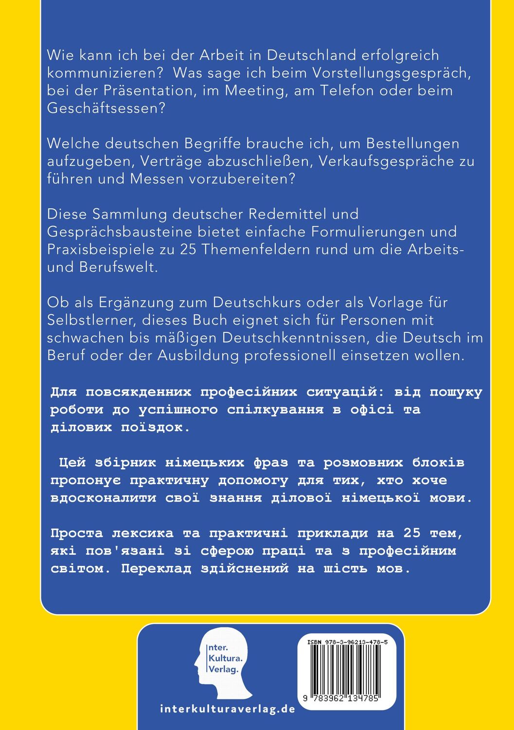 Rückseite: 9783962134785 | Das Konversationsbuch für Wirtschaftsdeutsch in der Arbeitswelt...