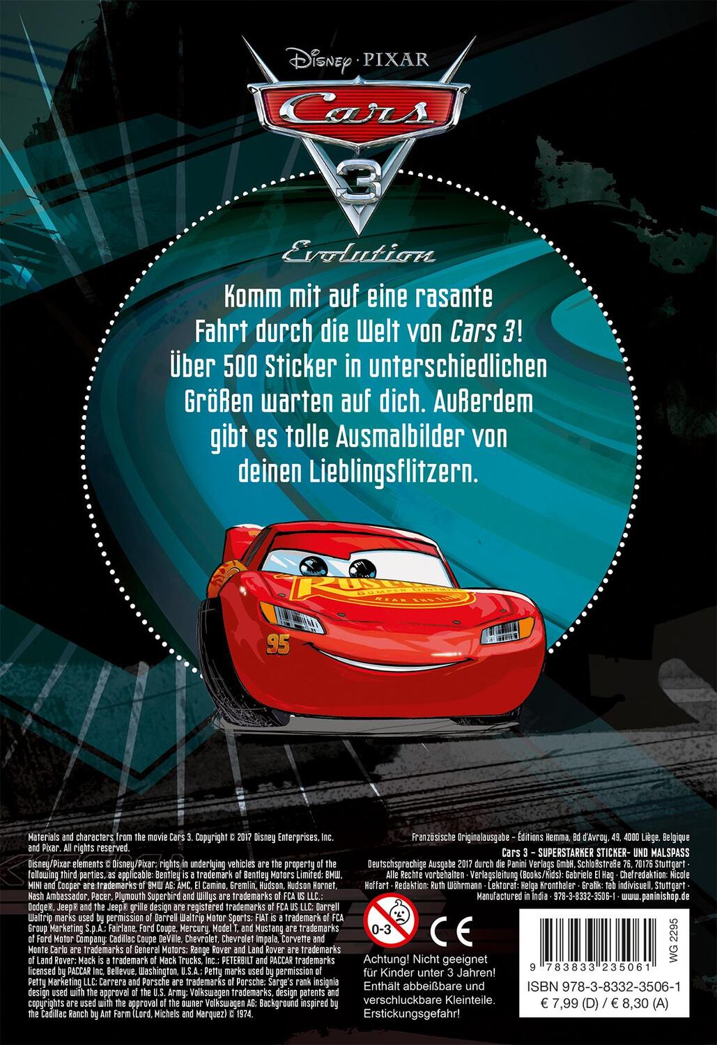 Rückseite: 9783833235061 | Disney Cars 3: Superstarker Sticker- und Malspaß | Taschenbuch | 2017