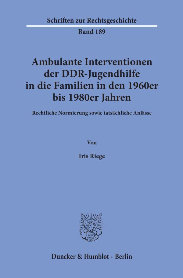 Cover: 9783428154777 | Ambulante Interventionen der DDR-Jugendhilfe in die Familien in den...