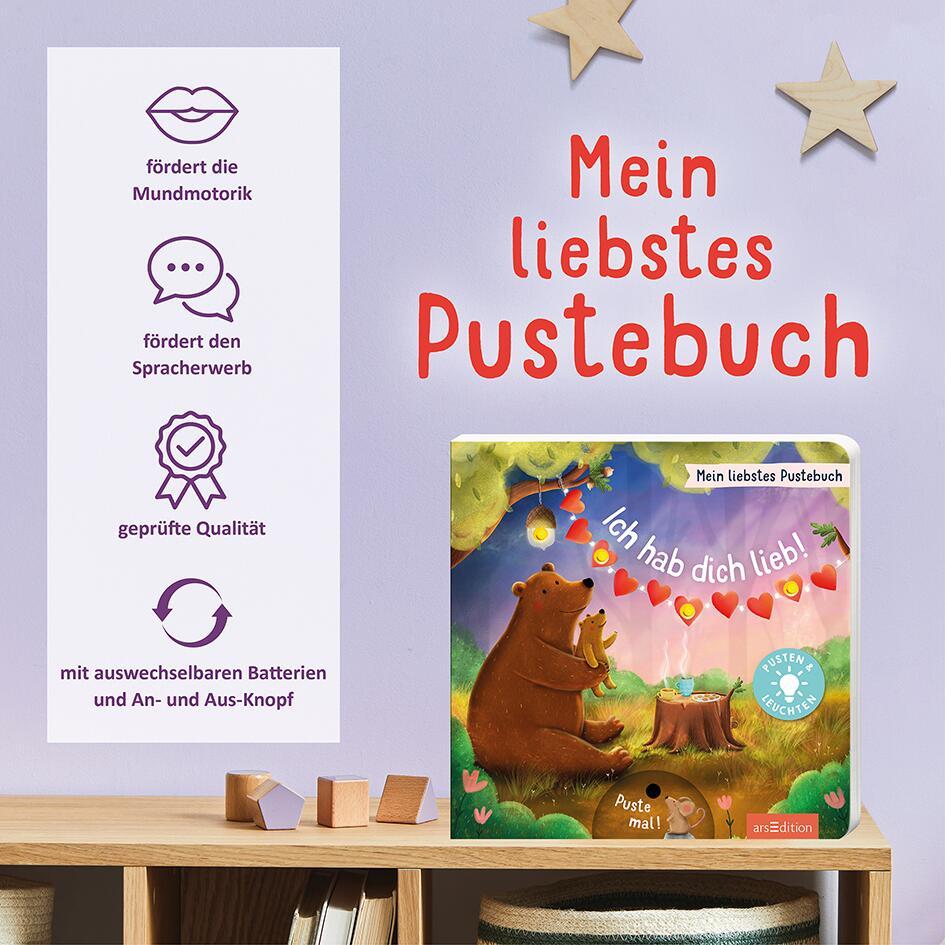 Bild: 9783845848549 | Mein liebstes Pustebuch - Ich hab dich lieb! | Pusten &amp; leuchten