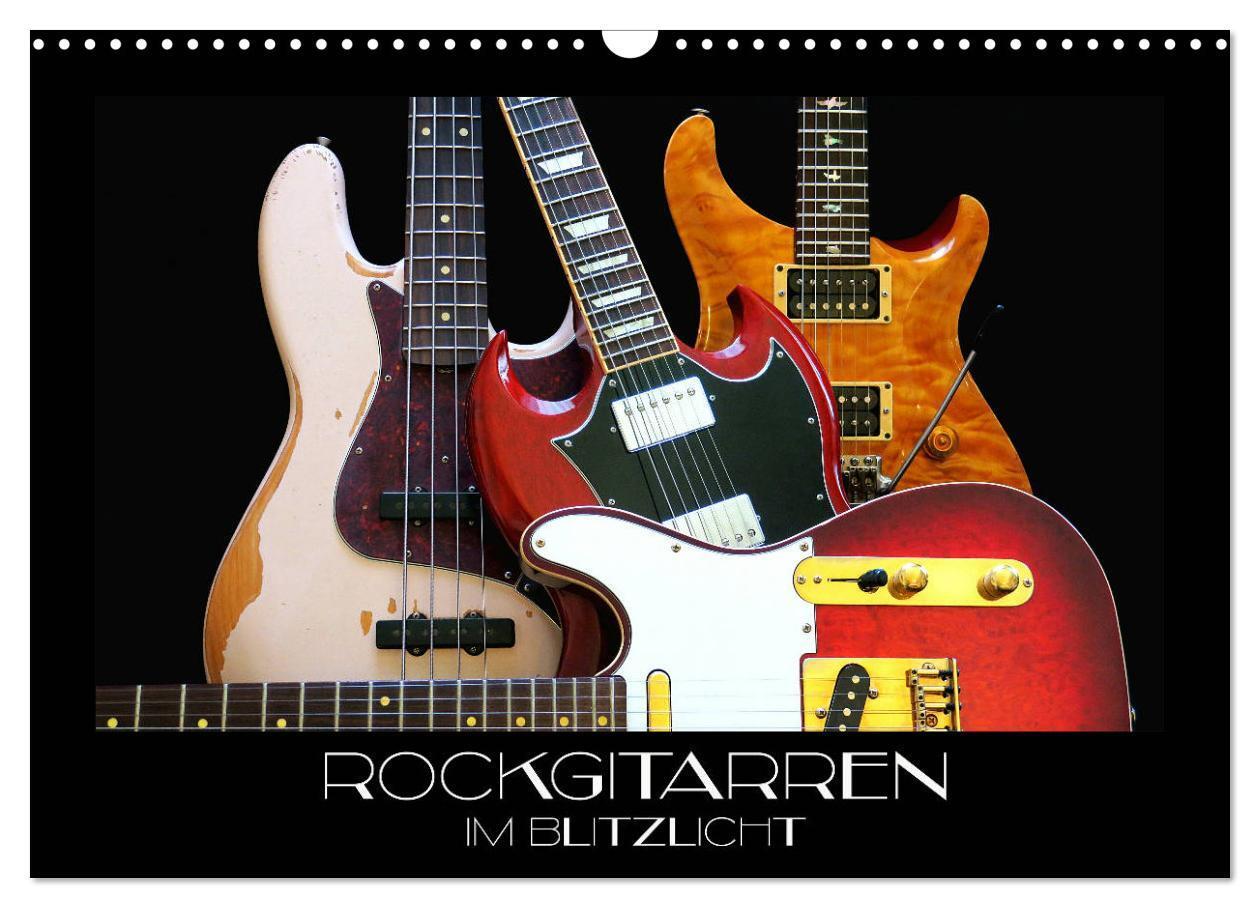 Cover: 9783383136030 | Rockgitarren im Blitzlicht (Wandkalender 2024 DIN A3 quer),...