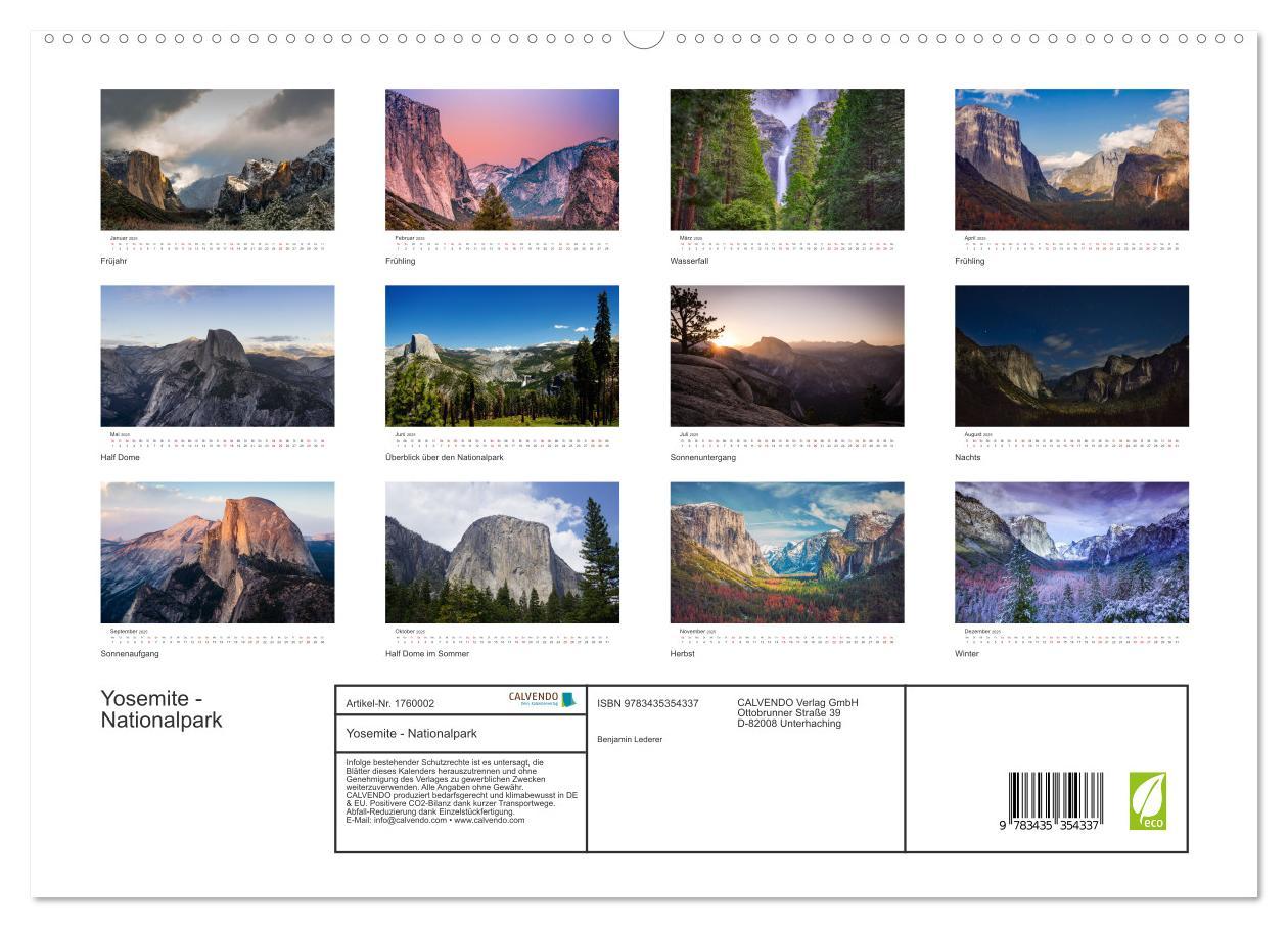 Bild: 9783435354337 | Yosemite - Nationalpark (Wandkalender 2025 DIN A2 quer), CALVENDO...