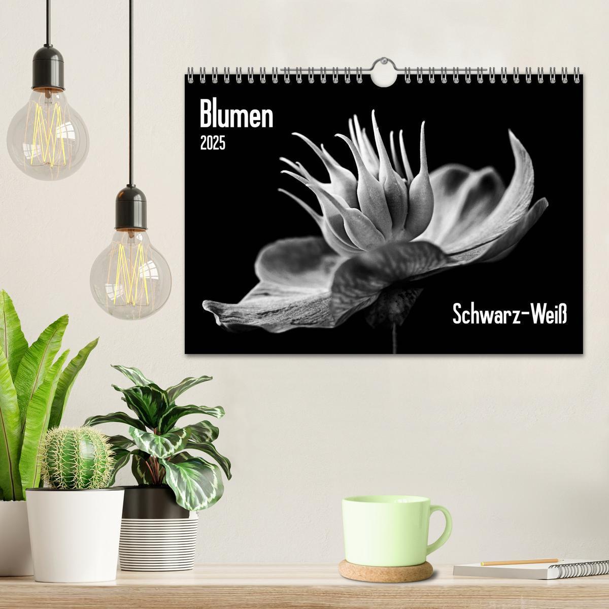 Bild: 9783435643356 | Blumen 2025, Schwarz-Weiß (Wandkalender 2025 DIN A4 quer), CALVENDO...