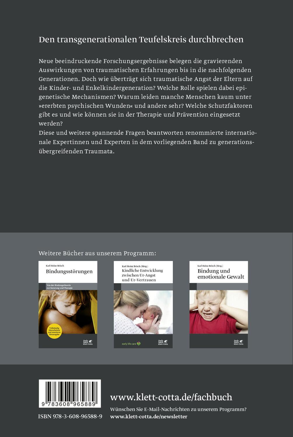 Rückseite: 9783608965889 | Trauma und Bindung zwischen den Generationen | Karl Heinz Brisch