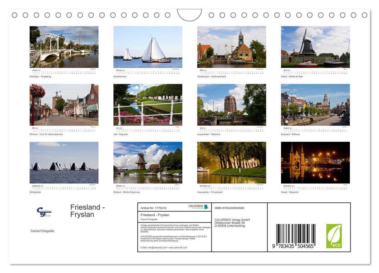 Bild: 9783435504565 | Friesland - Fryslan (Wandkalender 2025 DIN A4 quer), CALVENDO...