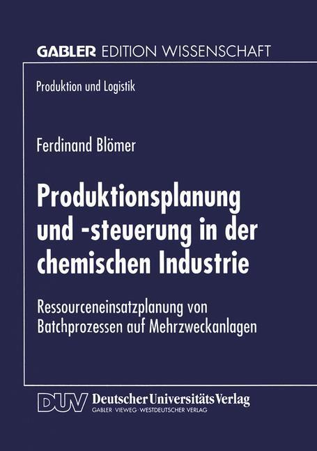 Cover: 9783824469680 | Produktionsplanung und -steuerung in der chemischen Industrie | Blömer