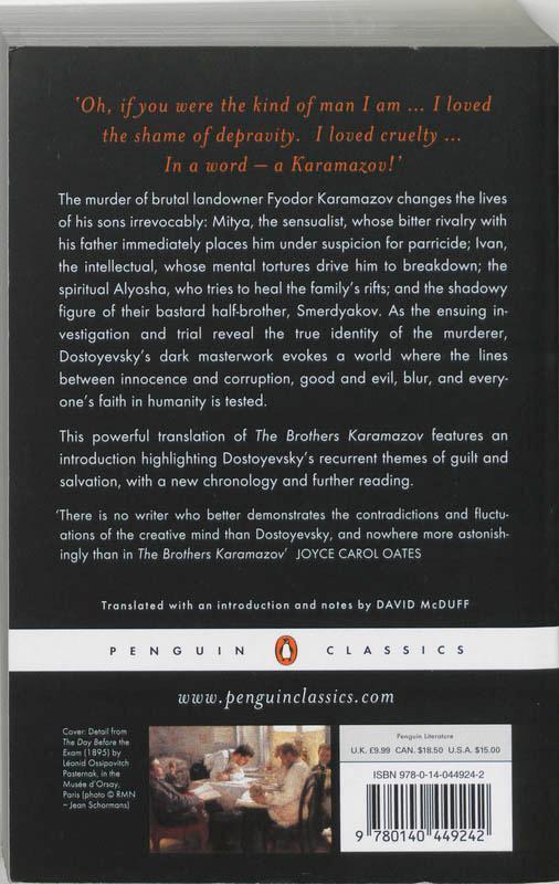 Rückseite: 9780140449242 | The Brothers Karamazov | A Novel in Four Parts and an Epilogue | Buch