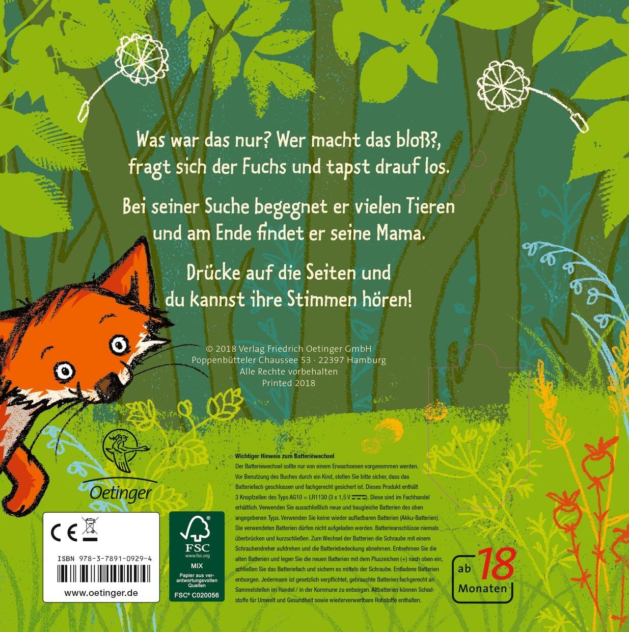 Rückseite: 9783789109294 | Der kleine Fuchs hört einen Mucks | Spielspaß mit Sound | Brügge