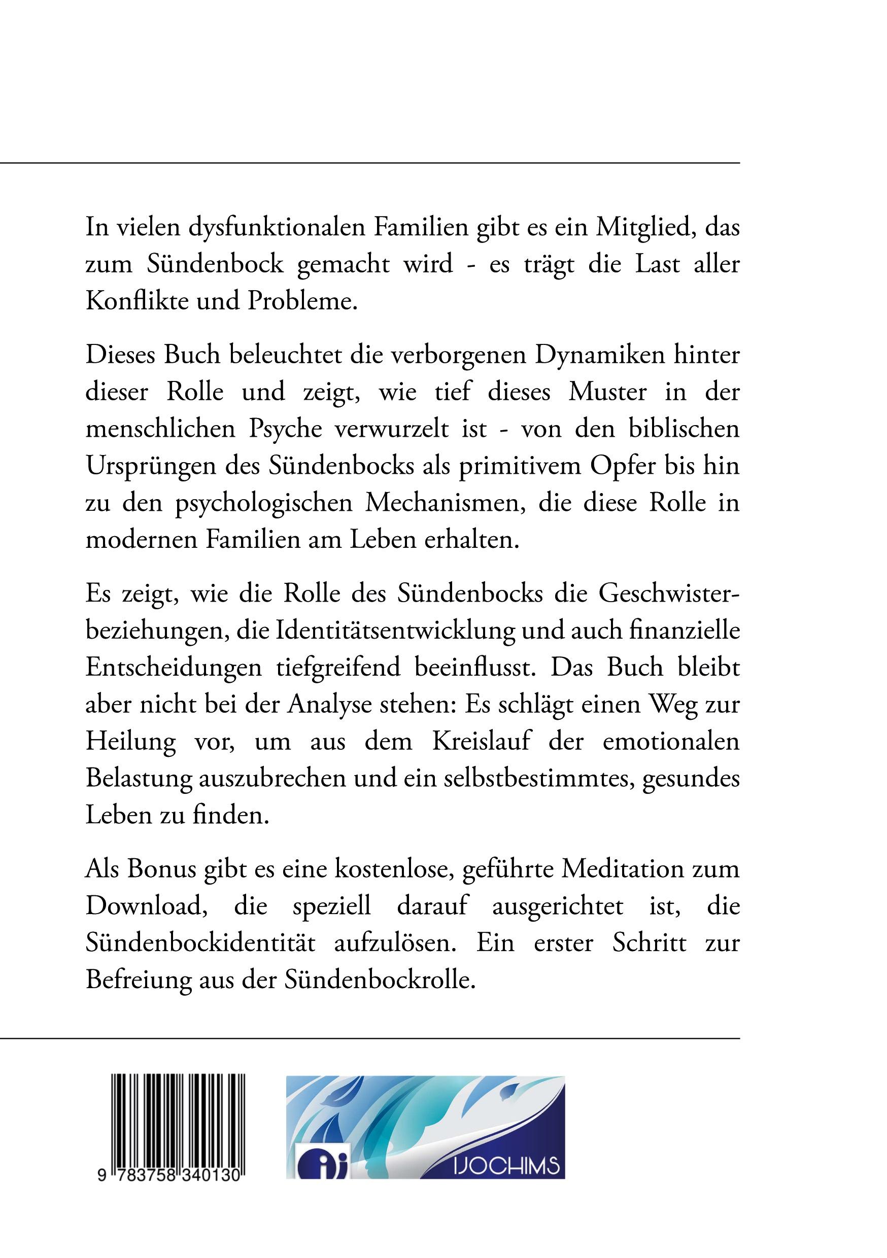 Rückseite: 9783758340130 | Das Sündenbockkind | Die Rolle des Scapegoats in kranken Familien