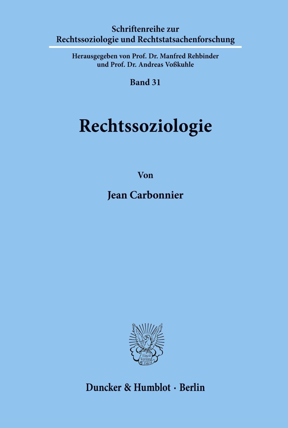 Cover: 9783428031009 | Rechtssoziologie. | Jean Carbonnier | Taschenbuch | Paperback | 294 S.