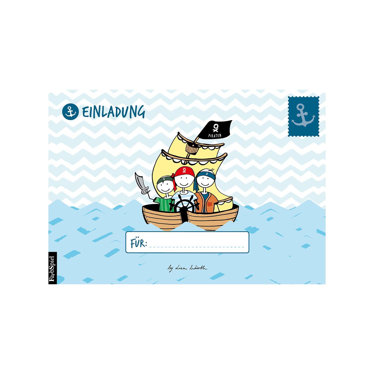 Bild: 9783961115037 | 12 Einladungskarten Geburtstag Junge (Piraten). Handgemachte...