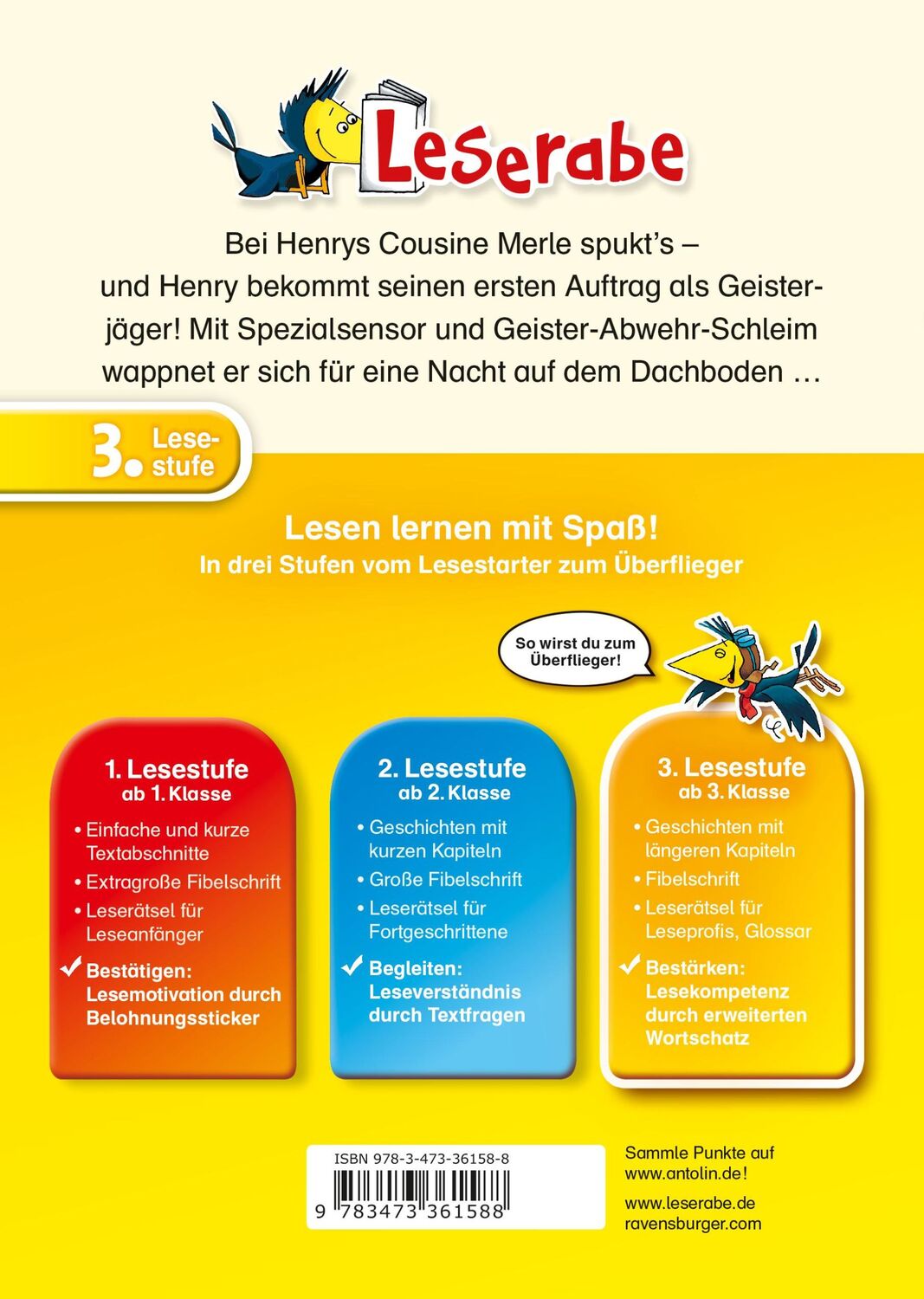 Rückseite: 9783473361588 | Leserabe - 3. Lesestufe: Henry &amp; Hobbs. Geisterjäger | Susan Niessen