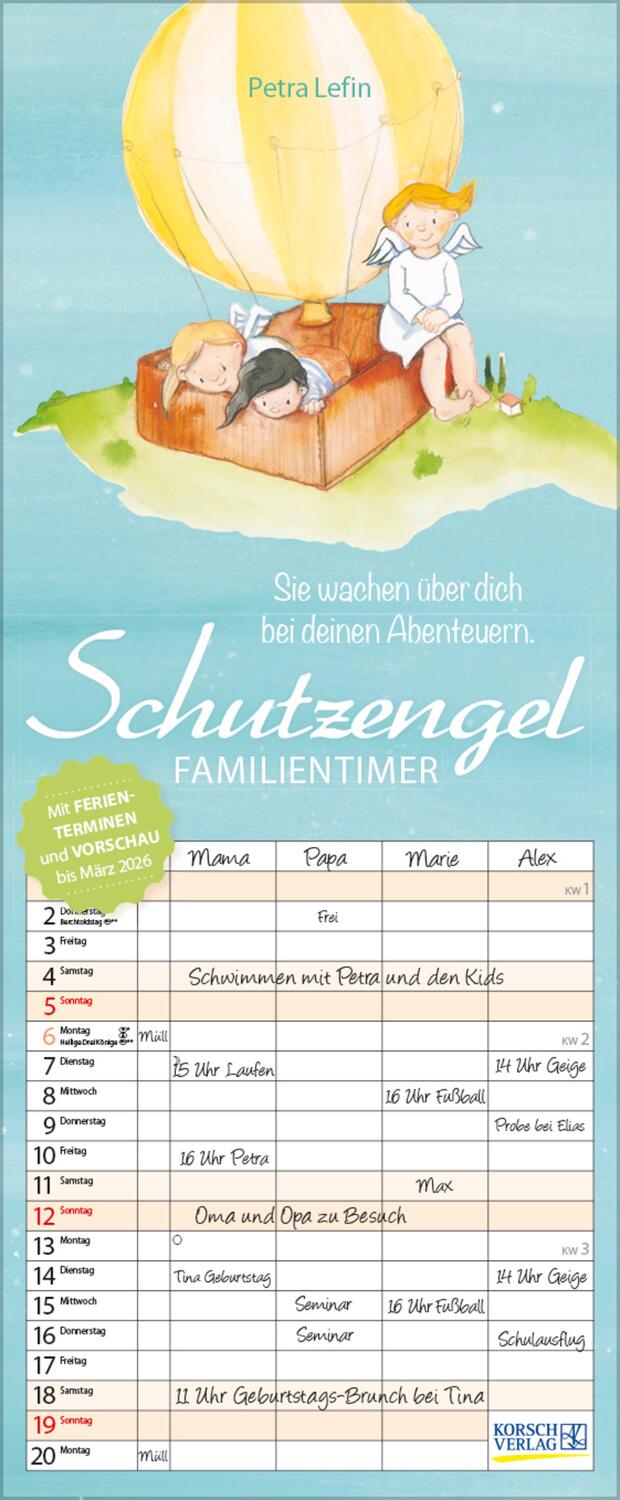 Cover: 9783731876847 | Familientimer Schutzengel 2025 | Verlag Korsch | Kalender | 14 S.