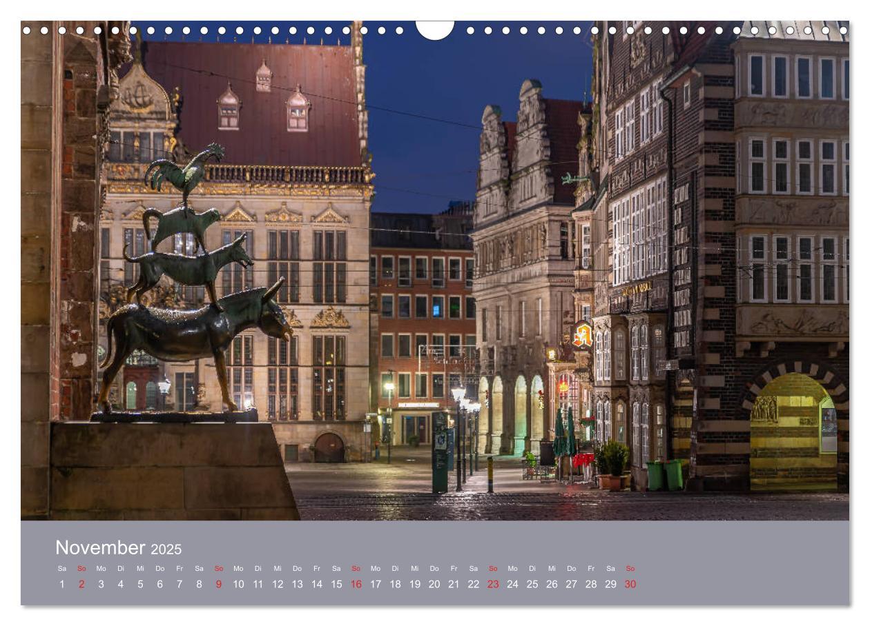 Bild: 9783435177233 | Nachts in Bremen (Wandkalender 2025 DIN A3 quer), CALVENDO...