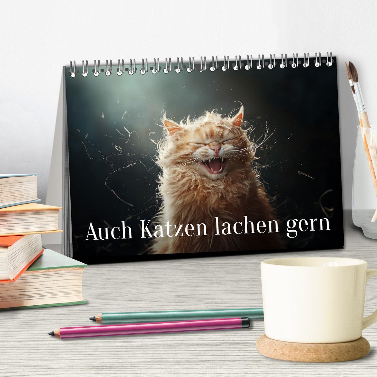 Bild: 9783457202074 | Auch Katzen lachen gern (Tischkalender 2025 DIN A5 quer), CALVENDO...