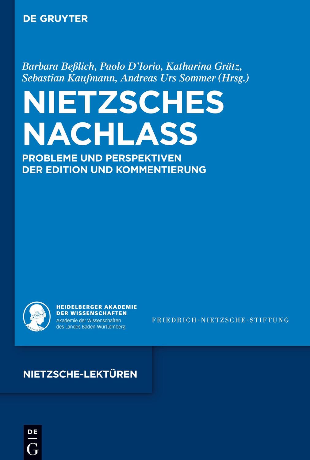 Cover: 9783111072296 | Nietzsches Nachlass | Barbara Beßlich (u. a.) | Buch | VIII | Deutsch