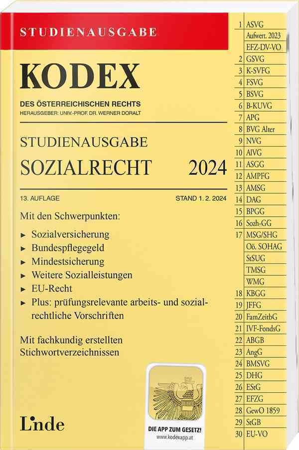 Cover: 9783707349528 | KODEX Studienausgabe Sozialrecht 2024 | Studienausgabe | Brameshuber