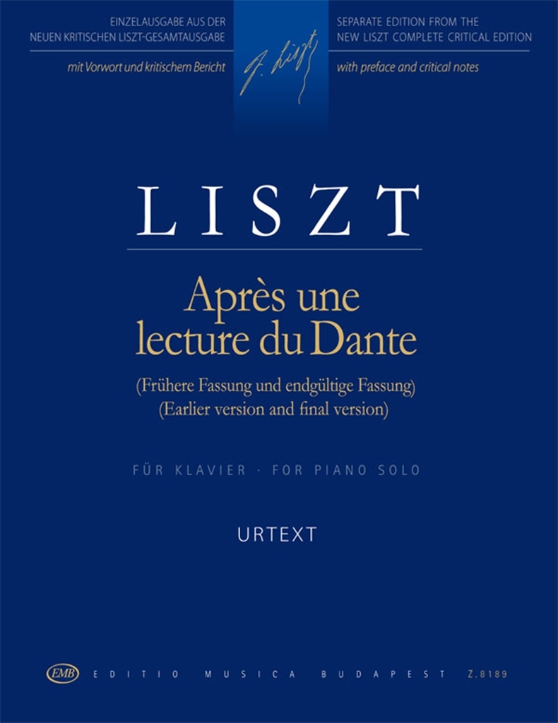 Cover: 9790080081891 | Aprés une lecture du Dante für Klavier | Franz Liszt | EMB Liszt Works