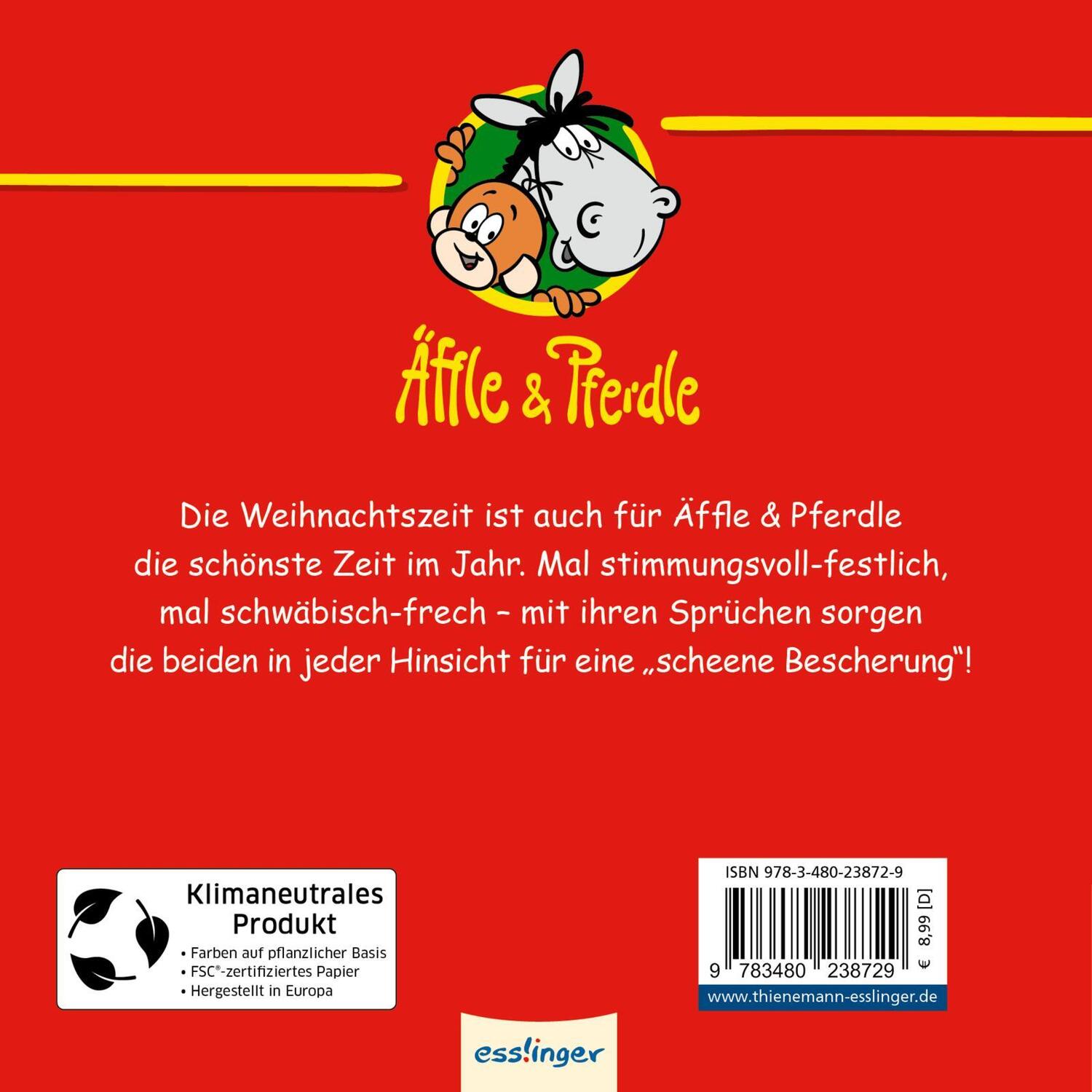 Rückseite: 9783480238729 | Äffle &amp; Pferdle: A scheene Bescherung! | Weihnachten in Schwaben