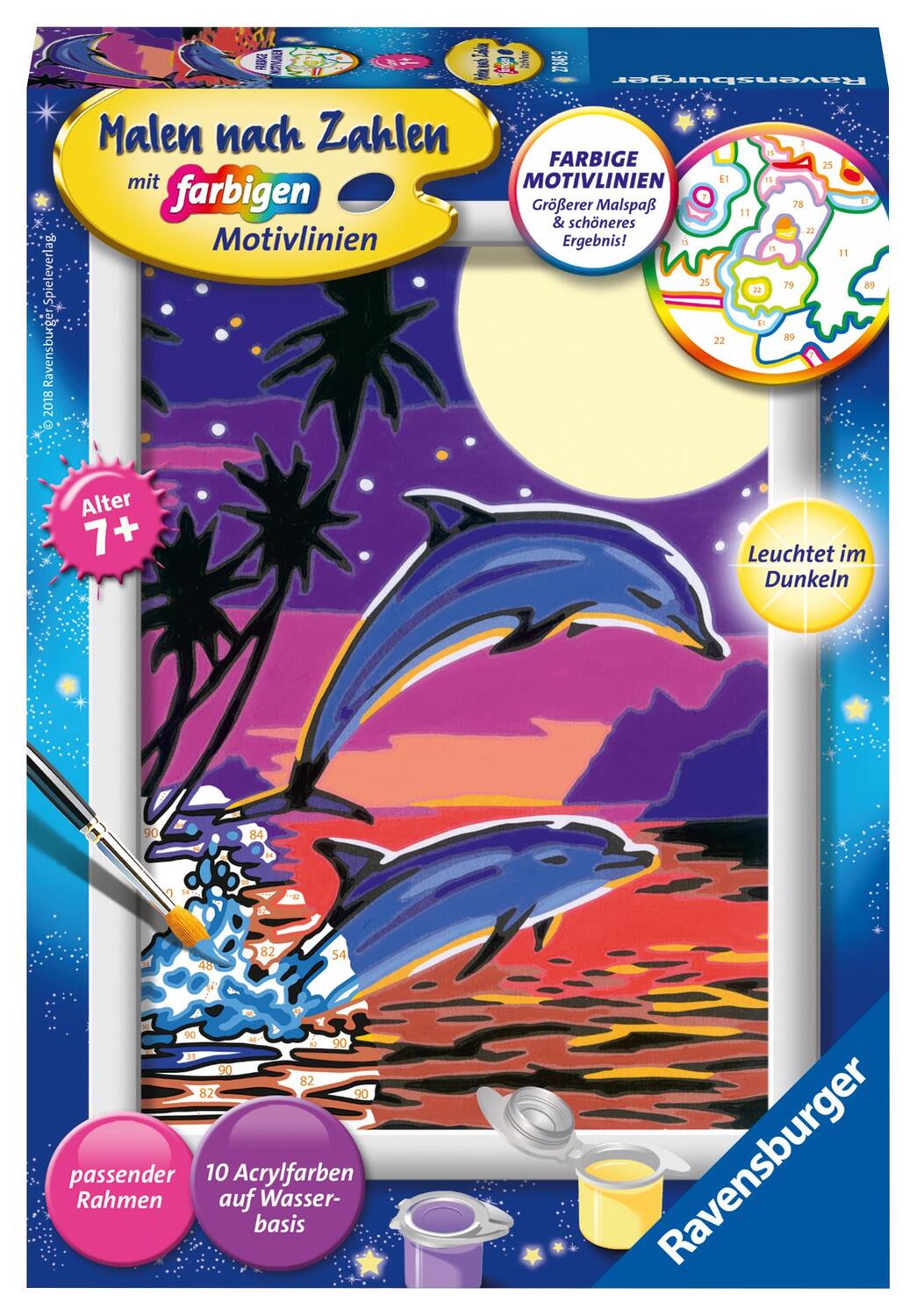 Cover: 4005556278459 | Delfine Malen nach Zahlen Sonderserie E | Mit Leuchtfarbe! | Spiel